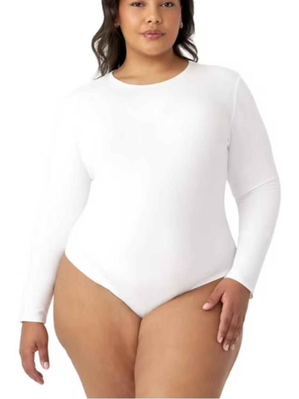 Body Suit Hunter McGrady-Edited Plus Size White Ribbed Long Sleeve 3X retail$48